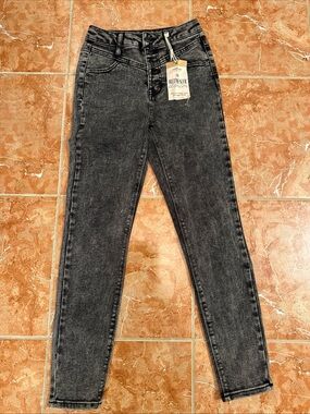 Vanilla Star Women Vintage Jean Sz W26/3 Skinny Leg Black Gray High Rise Stretch